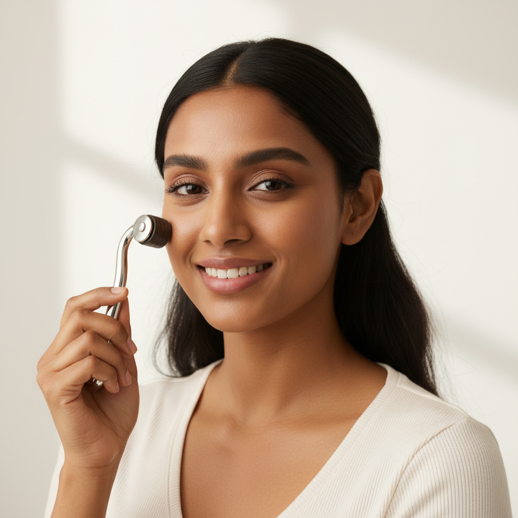 Girl with Derma Roller